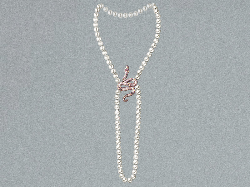 Design rendering of a South Sea pearl strand with a jewelled serpent clasp