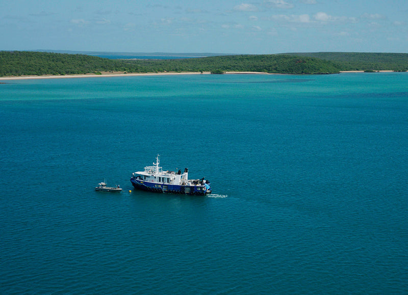 AUTORE vessel on the clear waters of a pearl farm